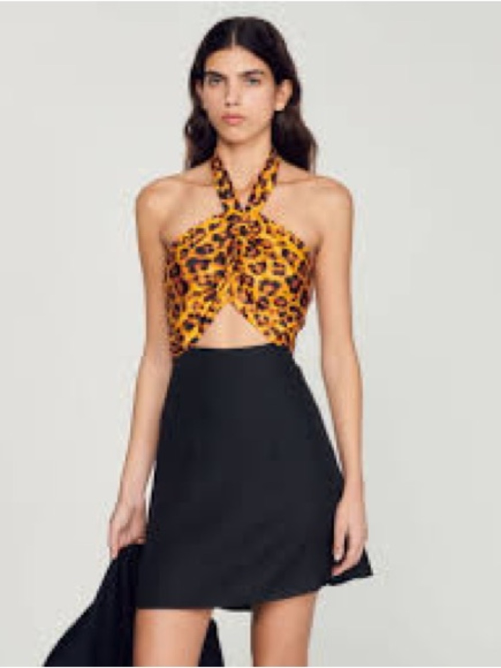 Sandro Argane Mixed Media Halter Dress